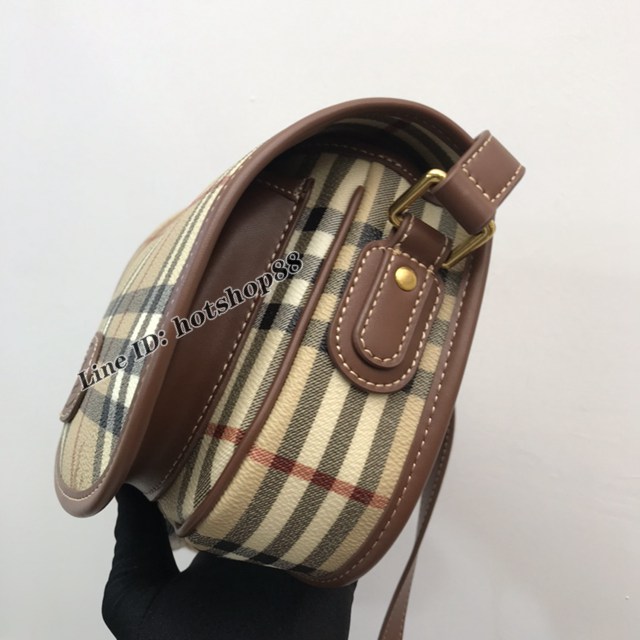 Burberry專櫃新款中古vintage系列新款單肩斜挎馬鞍包 巴寶莉單肩斜挎女包 yxb1028